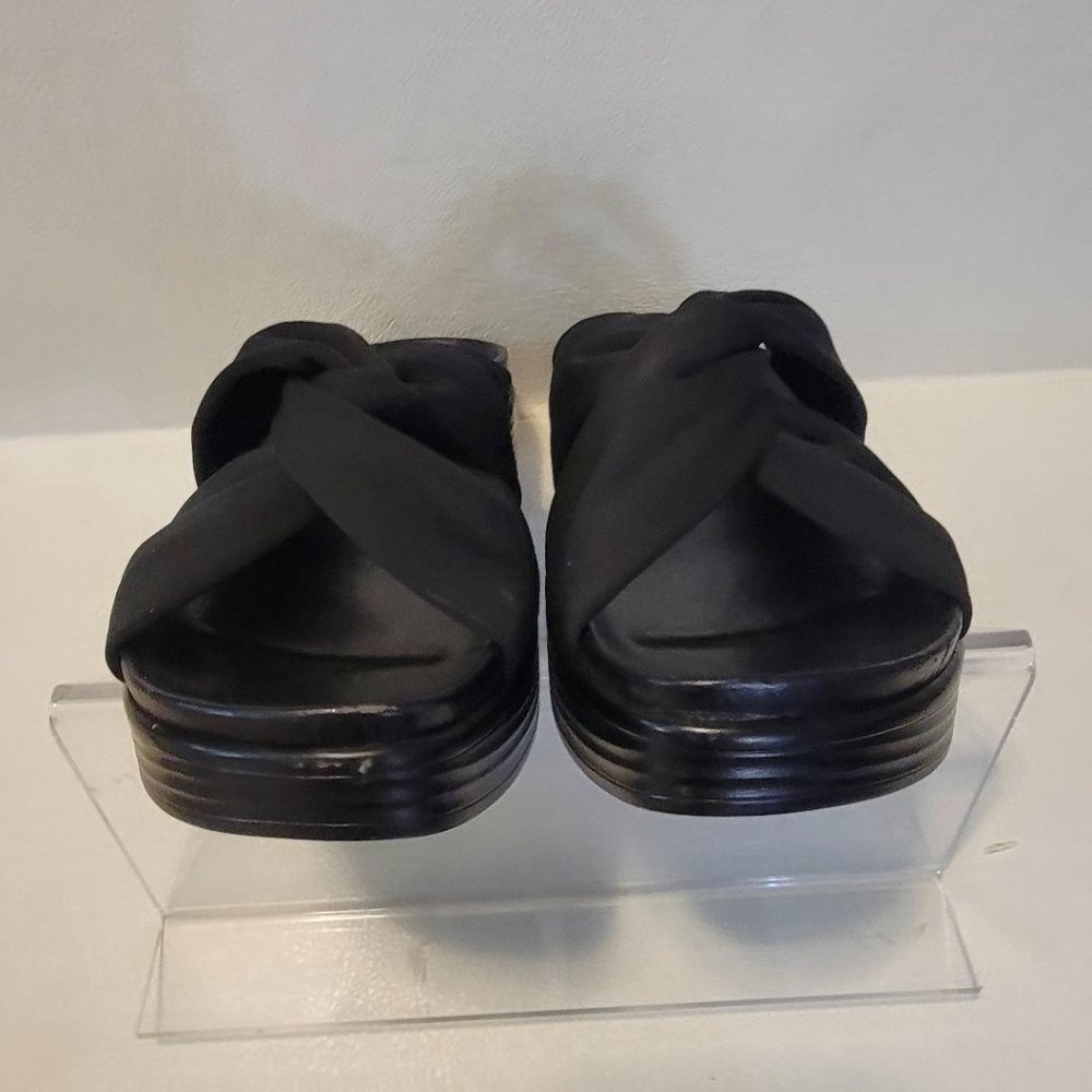 DONALD J PLINER FOLLEY BLACK LEATHER PLATFORM WEDGE WOMENS SLIP ON SANDALS - Picture 5 of 9